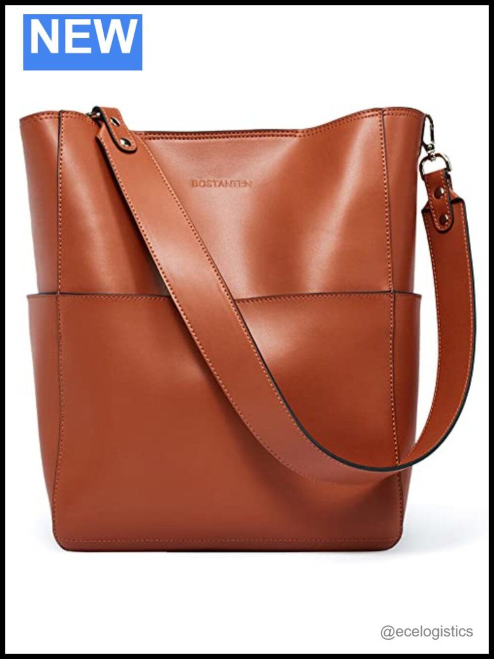 NWT BOSTANTEN Genuine Cowhide Leather Bucket Bag Women's Shoulder Tote Purse